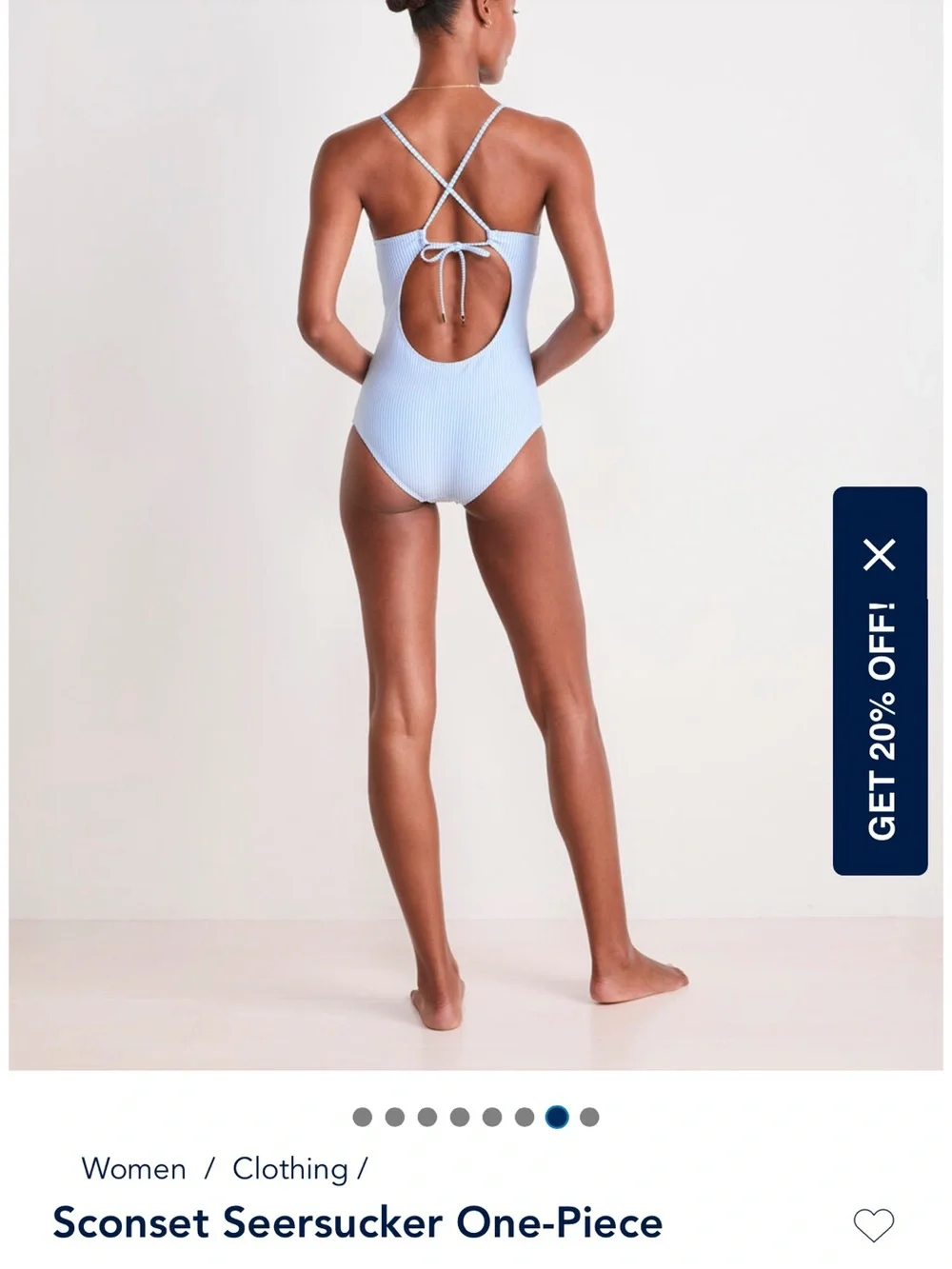 Vineyard Vines Light Blue Seersucker One-Piece Swimsuit